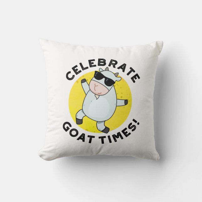Celebrate Goat Times Positive Animal Puff Kissen (Vorderseite)