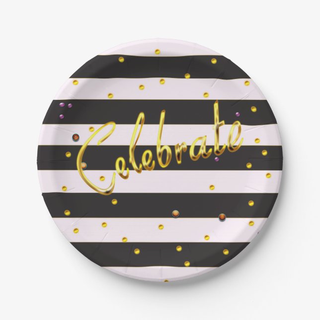 Celebrate Gold Foil Black Strip Teller (Vorderseite)