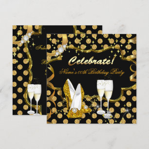 Celebrate Gold Imitate Foil Polka Dot High Heel Pa Einladung