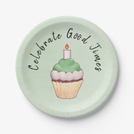 Celebrate Good Times Cupcake Green Pappteller