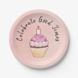 Celebrate Good Times Cupcake Pink Pappteller