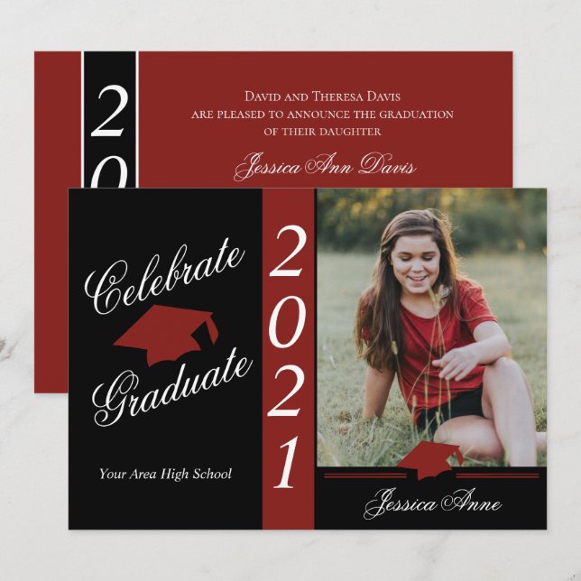 Celebrate Graduate with Foto Einladung (Vorne/Hinten)