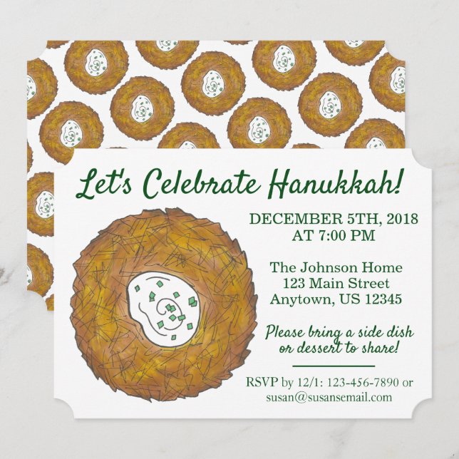 Celebrate Hanukkah Latkes Jüdisches Holidays Party Einladung (Vorne/Hinten)