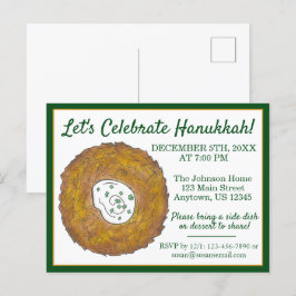 Celebrate Hanukkah Latkes Jüdisches Holidays Party Einladungspostkarte
