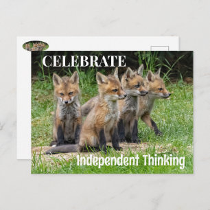 Celebrate Independent Thinking Foxes Postkarte