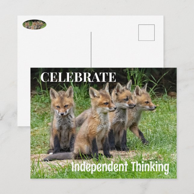 Celebrate Independent Thinking Foxes Postkarte (Vorne/Hinten)