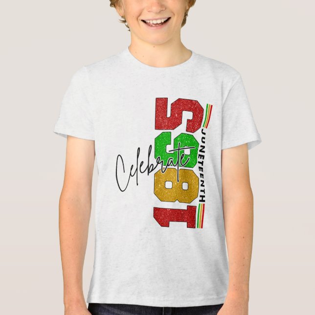 Celebrate Juneteenth, Black History, African Ameri Tri-Blend Shirt (Vorderseite)