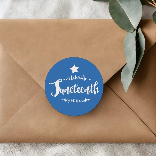 Celebrate Juneteenth Blue Runder Aufkleber (Von Creator hochgeladen)