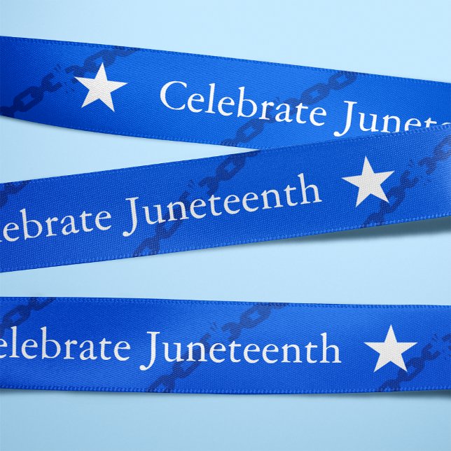 Celebrate Juneteenth Broken Chains Blue Satinband (Von Creator hochgeladen)