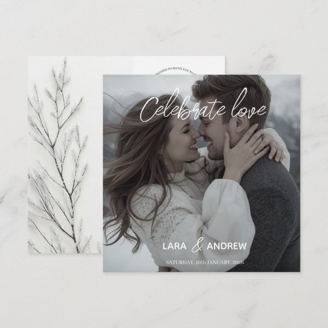 Celebrate Liebe Personalisiert Einfache Hochzeit Save The Date (Vorne/Hinten)