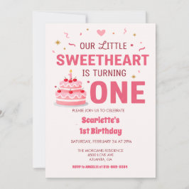Celebrate Little Sweetheart Turning one Photo Cake Einladung