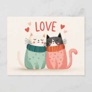 Celebrate love with two cute kitten postkarte