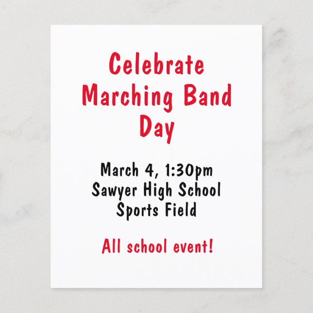 Celebrate Marching Band Day Flyer (Hinten)