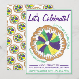 Celebrate Mardi Gras Carnival Party King Cake Einladung
