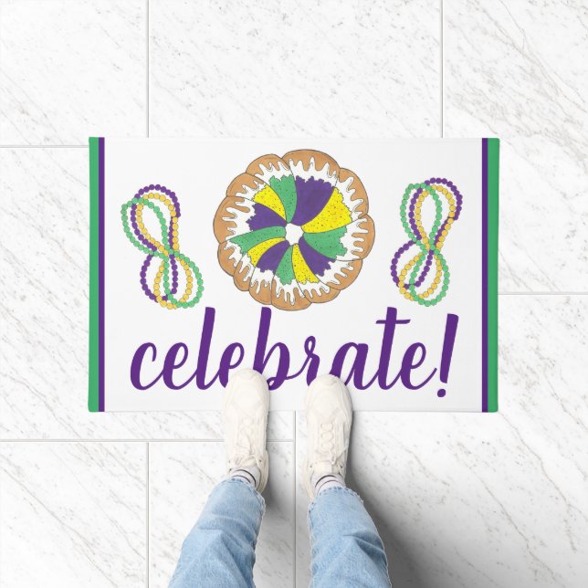 Celebrate Mardi Gras Carnival Party King Cake Fußmatte (Indoor)