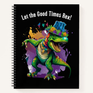 Celebrate Mardi Gras mit Dancing T Rex Dinosaurier Notizbuch