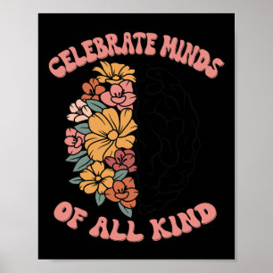Celebrate Minds aller Art Bläschen Autismus Aw Poster