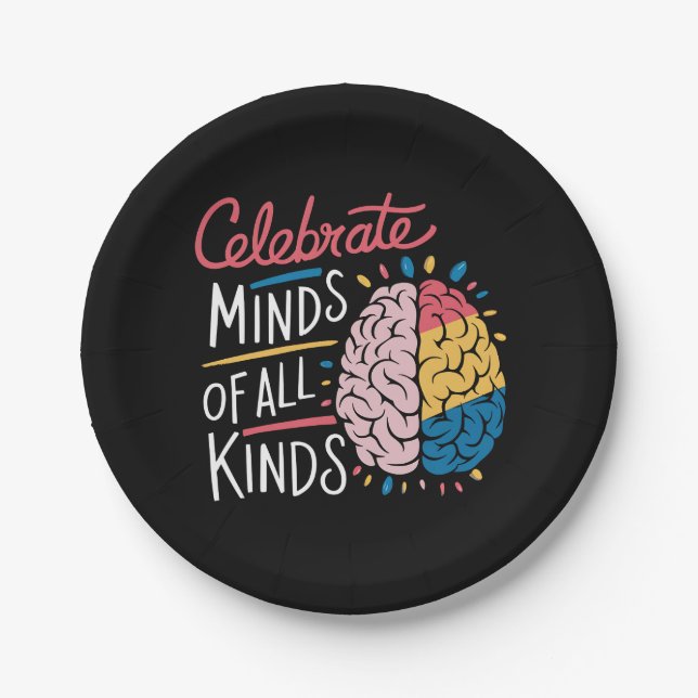Celebrate Minds aller Art von Autismus Bewusstsein Pappteller (Vorderseite)