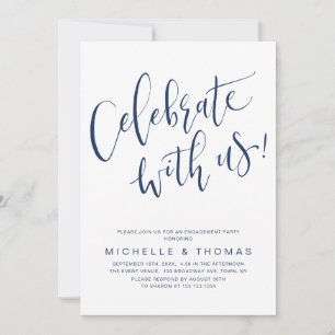 Celebrate mit US Script Navy Blue Modern einfach Einladung
