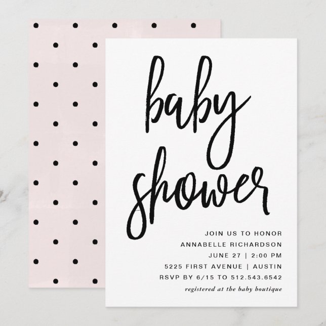 Celebrate | Moderne Typografie Babydusche Einladung (Vorne/Hinten)