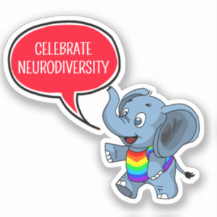 Celebrate Neuroversity Elephant Typografie Aufkleber