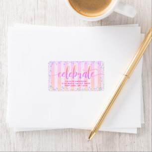 Celebrate pink ombre Glitzer strip Rücksendeadress Adressaufkleber