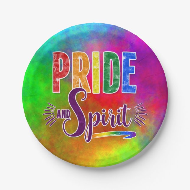 Celebrate Prix and Spirit in Rainbow Colors Paper Pappteller (Vorderseite)