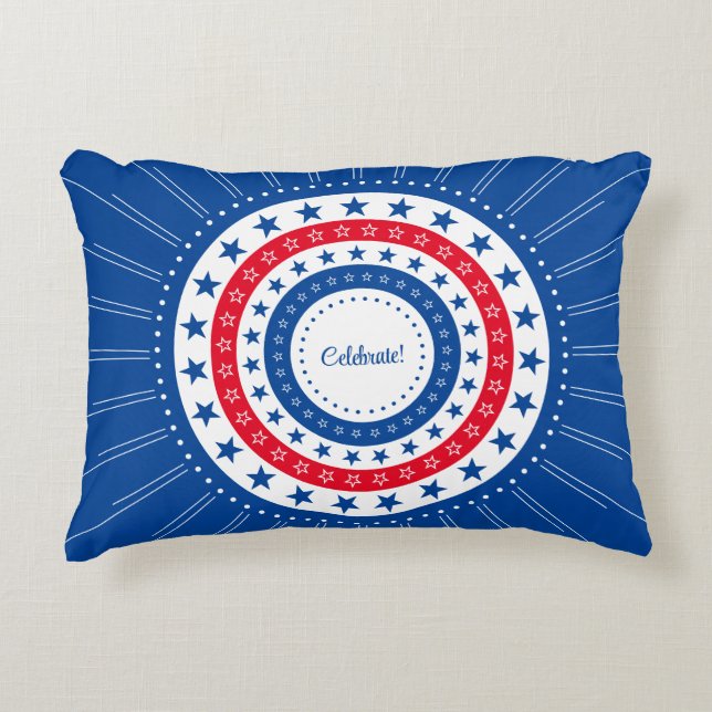 Celebrate Red, White und Blue Stars Dekokissen (Vorderseite)