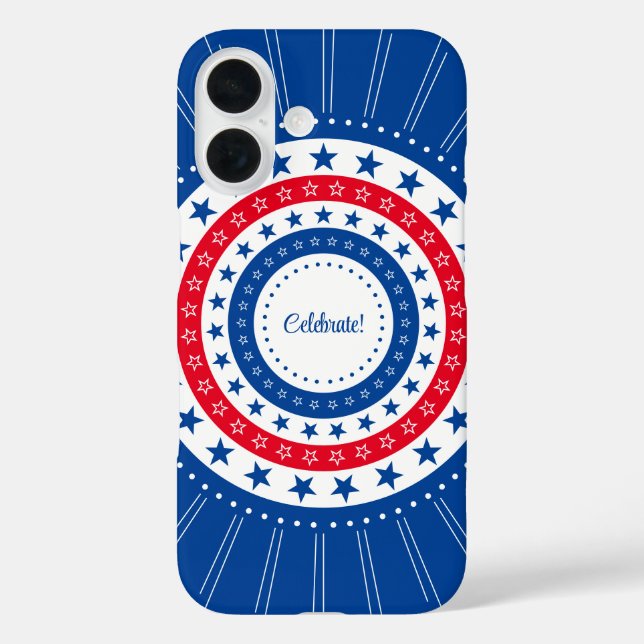 Celebrate Red, White und Blue Stars iPhone 16 Hülle (Rückseite)