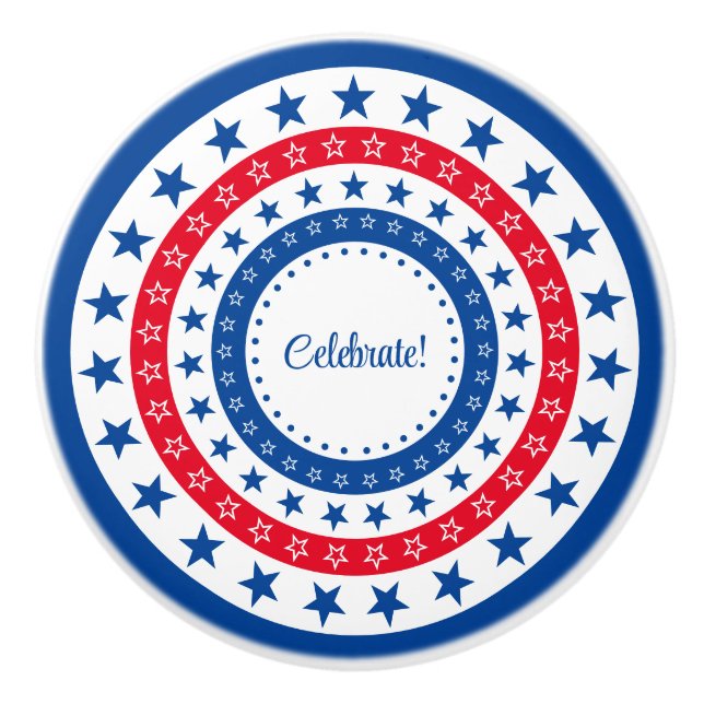 Celebrate Red, White und Blue Stars Keramikknauf (Vorderseite)