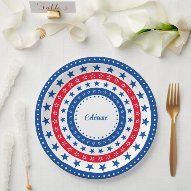 Celebrate Red, White und Blue Stars Pappteller (Hochzeit)