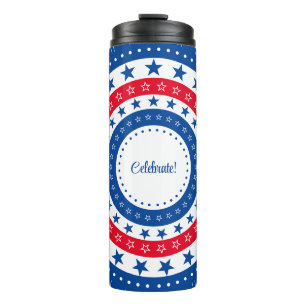 Celebrate Red, White und Blue Stars Thermosbecher