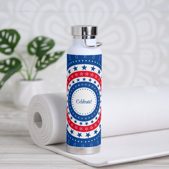 Celebrate Red, White und Blue Stars Trinkflasche (Yoga)