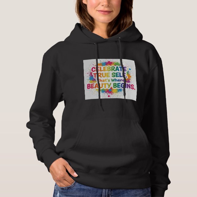 Celebrate True Self Sticker Hoodie (Vorderseite)