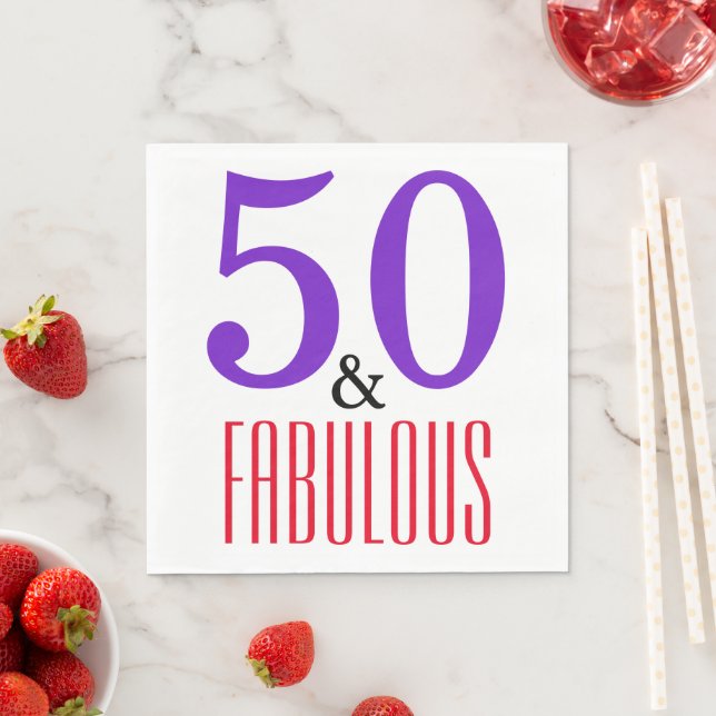 Celebrate Turning 50 und fabelhaft Serviette (Beispiel)