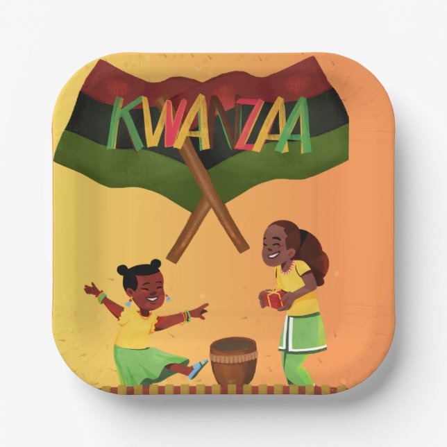 "Celebrate Unity: Eine fröhliche Kwanzaa-Ansammlun Pappteller (Vorderseite)