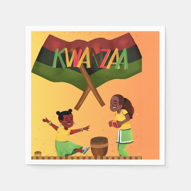 "Celebrate Unity: Eine fröhliche Kwanzaa-Ansammlun Serviette (Vorderseite)