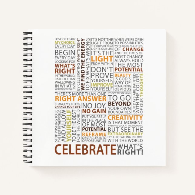 Celebrate What's Right Square Notebook - Blank Notizbuch (Vorderseite)