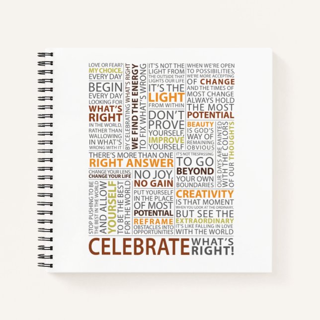 Celebrate What's Right Square Notebook - Lined Notizbuch (Vorderseite)