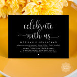 Celebrate With Us Elegant Wedding Reception Dinner Einladung<br><div class="desc">Invite family and friends to celebrate your special day with this elegant wedding reception invitation featuring modern calligraphy and minimalist typography. The phrase “Celebrate With Us” creates a warm and welcoming tone, perfect for couples hosting a reception after a private ceremony or intimate wedding. Designed with graceful script lettering and...</div>