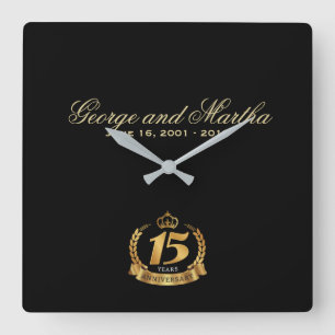 Celebrating 15th Anniversary. Customizable. Quadratische Wanduhr