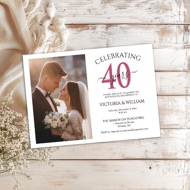 Celebrating 40 Years Photo Ruby Anniversary Party Einladung (Von Creator hochgeladen)