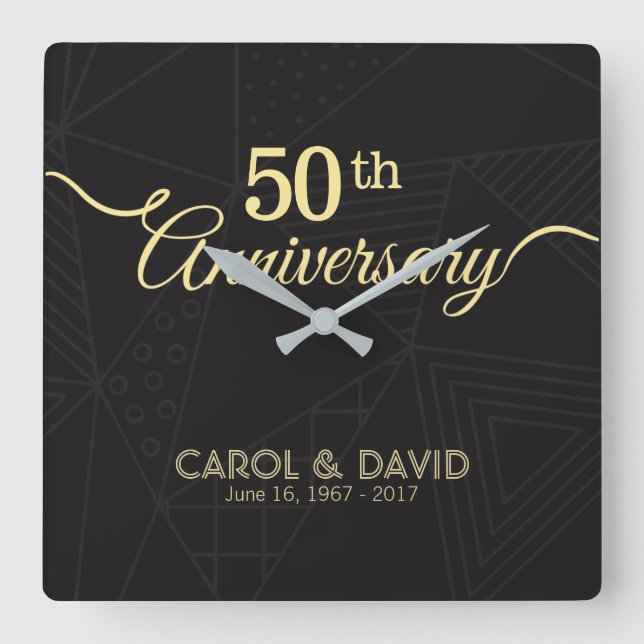 Celebrating 50th Anniversary. Customizable. Quadratische Wanduhr (Vorderseite)