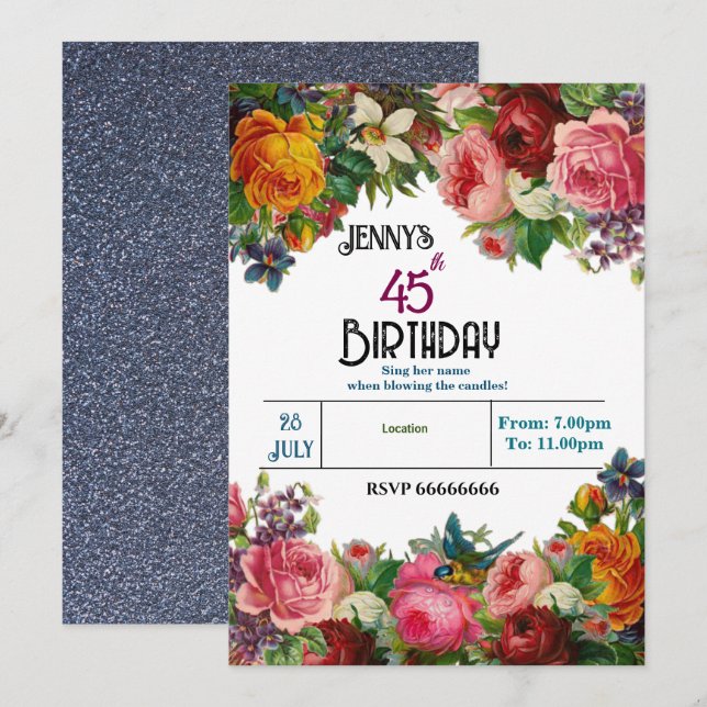 Celebrating Her Birthday  Einladung (Vorne/Hinten)