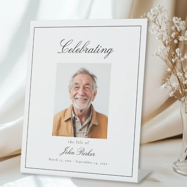 "Celebrating Life of" Photo Funeral Memorial  Sockelschild ("Celebrating Life of" Photo Funeral Memorial Pedestal Sign)