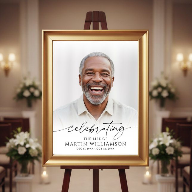 Celebrating the Life of Name Photo Script Memorial Poster (Von Creator hochgeladen)