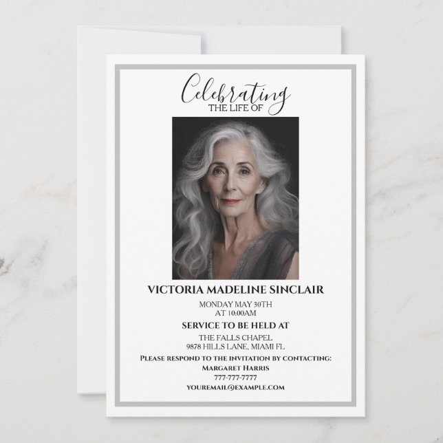 Celebrating the life of Photo Funeral Invitation Einladung (Vorderseite)
