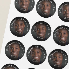 Celebrating The Life Of | Photo Memorial Funeral Runder Aufkleber