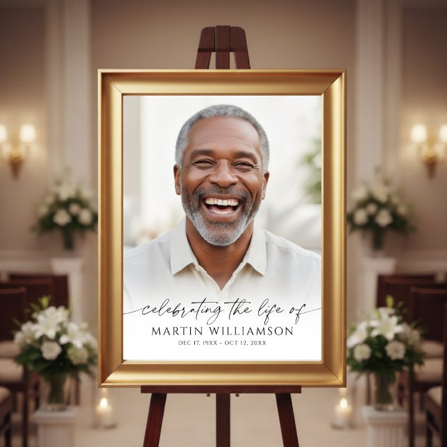 Celebrating the Life Photo Modern Script Memorial Poster (Von Creator hochgeladen)