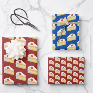 Celebration Cake Slices - Mattiertes Sponge Desser Geschenkpapier Set